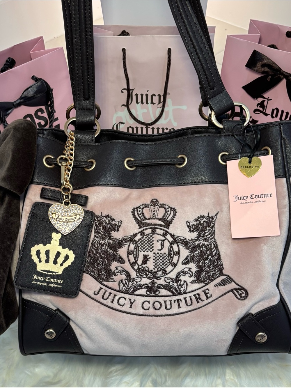 Juicy Couture pink & brown day dreamer bag